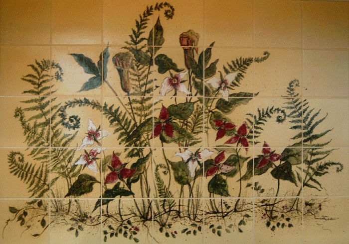 Forest & Ferns Tile Mural - Kitchen Installation