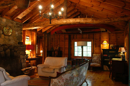 Owl Cabin's Great Room in an authentic Adirondack Camp